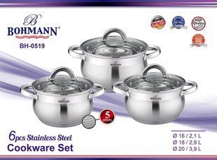 Набор кастрюль с 5ти слойным дном в форме яблока Bohmann BH 0519 - 3 кастрюли с крышками