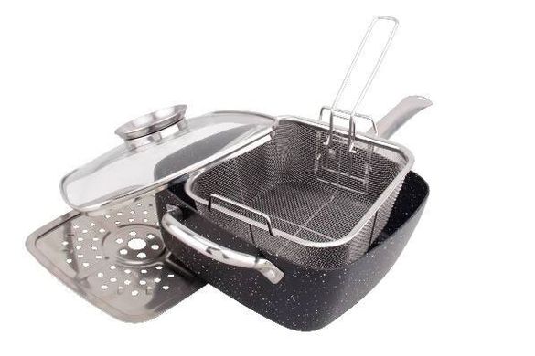 Квадратна глибока сковорода-фритюрниця з кришкою BN-355 - 24см