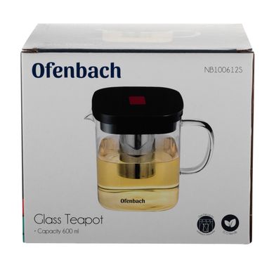 Стеклянный заварочный чайник с ситечком Ofenbach KM-100612S - 0.6 л