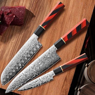 Набор ножей Bohmann Damascus DK-DMS 1300 red &mdash; 3 шт., японская сталь VG-10