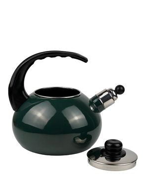 Чайник эмалированный со свистком с черной бакелитовой ручкой Kamille KM-1039D - 2,5 л, зеленый