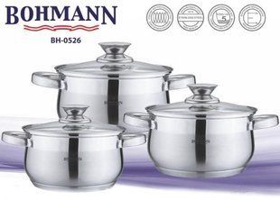 Набір каструль Bohmann BH 0526 - 6 предметів, Металік