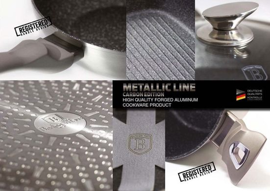 Набір каструль зі сковорідками та ножами Berlinger Haus Metallic Line Carbon Edition BH 6163 - 17 предметів