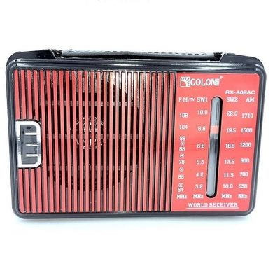 Портативный радио приемник GOLON RX-A08 AC от сети 220В Чёрный с красным