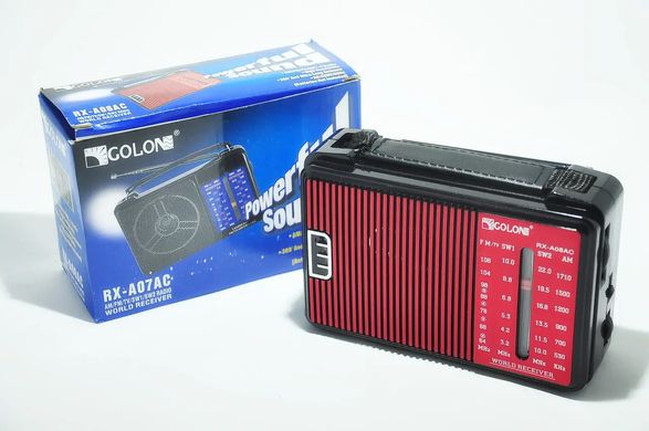 Портативний радіо приймач GOLON RX-A08 AC від мережі 220В Чорний з червоним