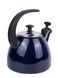 Чайник емальований зі свистком із чорною бакелітовою ручкою Kamille KM-1040D - 2,5 л, темно-синій
