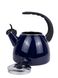 Чайник эмалированный со свистком с черной бакелитовой ручкой Kamille KM-1040D - 2,5 л, темно-синий