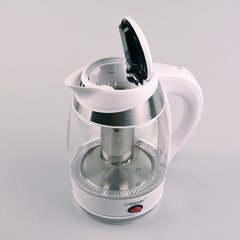 Електричний чайник зі скла із сітечком Maestro MR065-б (1.8л) білий