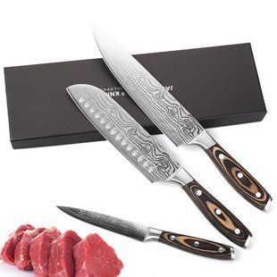 Набор ножей Bohmann Damascus DK-WS 3300 &mdash; 3 шт., деревянная ручка
