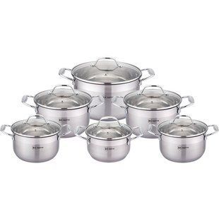 Набор кастрюль Rainstahl RS 1210-12 - 12 пр, Металлик