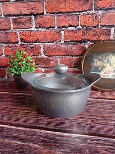 Каструля з алюмін. профілю.антипригарн.покр.,кришка скло, 24х13см / 4,55 л, OMS Collection, 3120 сірий