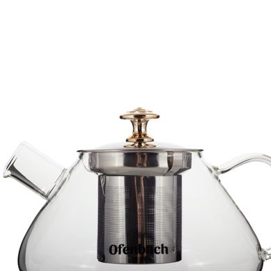 Стеклянный заварочный чайник с ситечком Ofenbach KM-100616L - 1 л