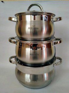 Набор кастрюль Bohmann BH 0517 - 6 пр, Металлик