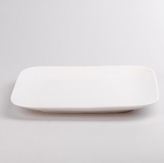 Тарелка подставная квадратная из фарфора 24.5 см большая белая плоская тарелка