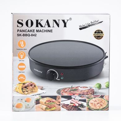 Млинниця електрична 30 см 1000 Вт сковорода для млинців антипригарна Sokany