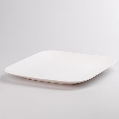 Тарелка подставная квадратная из фарфора 24.5 см большая белая плоская тарелка