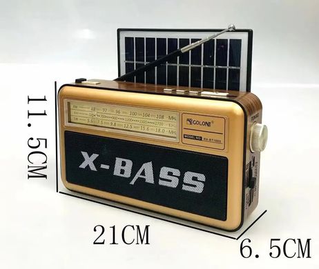 Радіоприймач із ліхтариком Golon RX-BT168S сонячна панель