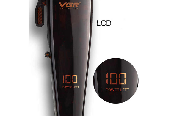 Професійна бездротова машинка для стрижки волосся VGR V-165 з LED дисплеєм 4 насадки