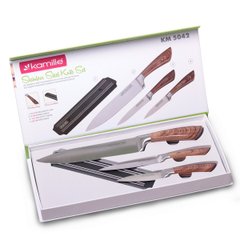 Набор кухонных ножей на магнитной подставке Kamille KM5042 - 4 пр