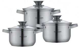 Набор кастрюль из нержавеющей стали Bohmann BH 0516 - 6 пр/3 кастрюли