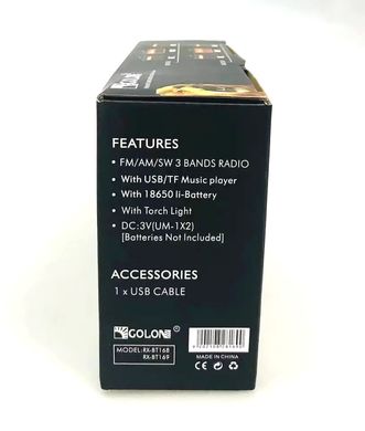 Радіоприймач із ліхтариком Golon RX-BT169