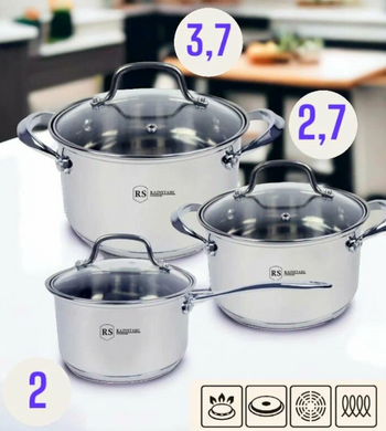Набір каструль з нержавійки RAINSTAHL RS-CW 1616-06: ковшик + 2 каструлі