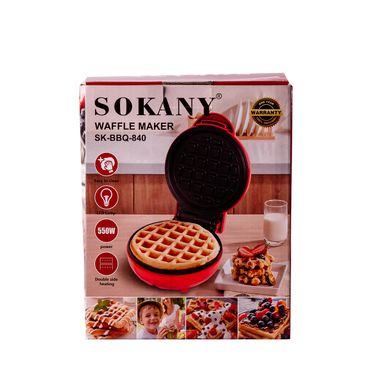 Мини вафельница для круглых толстых бельгийских вафель Sokany SK-BBQ-840 - 550вт