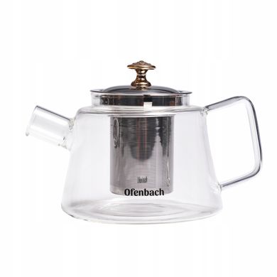 Стеклянный заварочный чайник с ситечком Ofenbach KM-100617L - 1.1 л