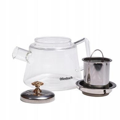 Стеклянный заварочный чайник с ситечком Ofenbach KM-100617L - 1.1 л