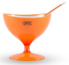 Креманка с ложкой с двойными стенками GIPFEL LUMINO 9481 - 10 х 10 см, оранжевая
