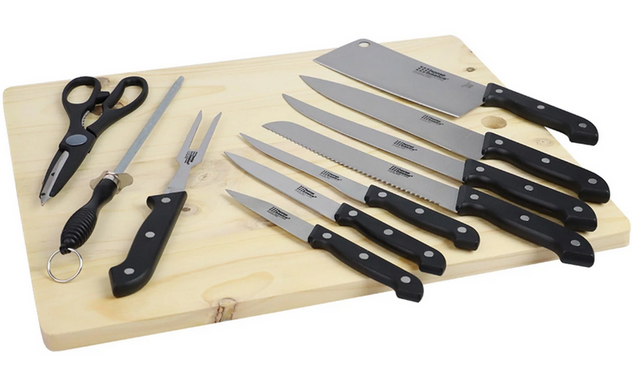 Набор ножей с деревянной доской для нарезки - 10пр