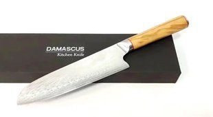 Нож сантоку кованый Bohmann Damascus DK-OK 4004 &mdash; 17.5 см с ручкой из оливкового дерева (67 слоев)