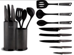 Набор ножей + кухонные приборы в колоде EDENBERG EB-7811 серый