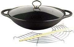 Сковорода-вок чавунна зі скляною кришкою GIPFEL SOONG DYNASTY 1312 - 36 см