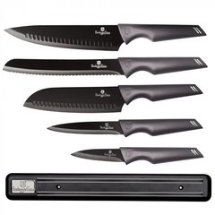 Набор ножей с магнитной планкой Berlinger Haus Metallic Line Carbon Pro Edition BH-2701 - 6 предметов