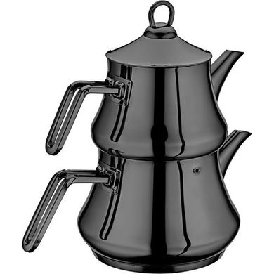 Двоярусний чайник з нержавіючої сталі OMS 8100-XL - 1,40 л\2,75 л, чорний