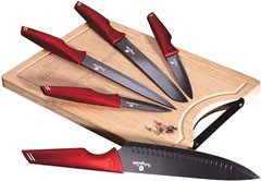Набор ножей с доской Berlinger Haus Metallic Line Burgundy Edition BH-2704 - 6 предметов