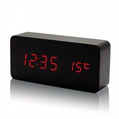 Настольные часы с будильником от сети и батареек VST VST-862-1 - красная подсветка