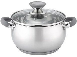 Каструля з нержавіючої сталі з кришкою Bohmann BH 2315-22 grey - 4,6 л, 22 х 12,5 см (сірі ручки)
