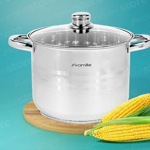 Каструля з нержавіючої сталі Kamille KM-5403 - 8.5 л, &Oslash;24х20 см