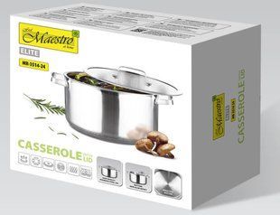 Профессиональная кастрюля нержавеющая сталь Maestro MR3514-24 - 6л