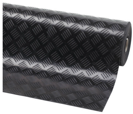 Рулонное противоскользящее резиновое покрытие Политех Чеккер - черный, Черный, 790х150