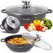 Сковорода WOK Kamille KM-4485 Black Marble 28 см с крышкой для индукции