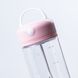 Пляшка шейкер для води 380 мл фляга прозора для напоїв із ручкою Рожевий