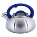 Чайник Kamille Синій 3л з нержавіючої сталі зі свистком і скляною кришкою для індукції KM-0671