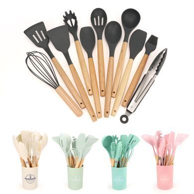 Набір кухонного приладдя 11в1 на підставці SILICONE KITCHEN SET ART-0717