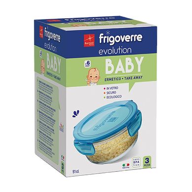 Набір круглих ємностей для продуктів Bormioli Rocco Frigoverre Evolution Baby (389111GSG021990) - 510 мл, 3 шт