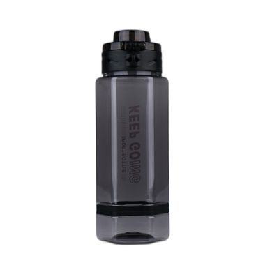 Бутылка для воды на 760 мл фляга прозрачная для напитков с дозатором и ремешком Черный