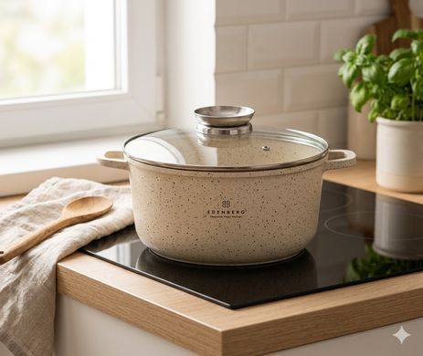 Каструля-казан Edenberg EB-3951 &mdash; 2.3 л (20 см), Бежевий граніт, Індукція