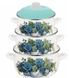 Набір емальованого посуду голубий малюнок квітів Edenberg EB-1886 - 3 каструлі